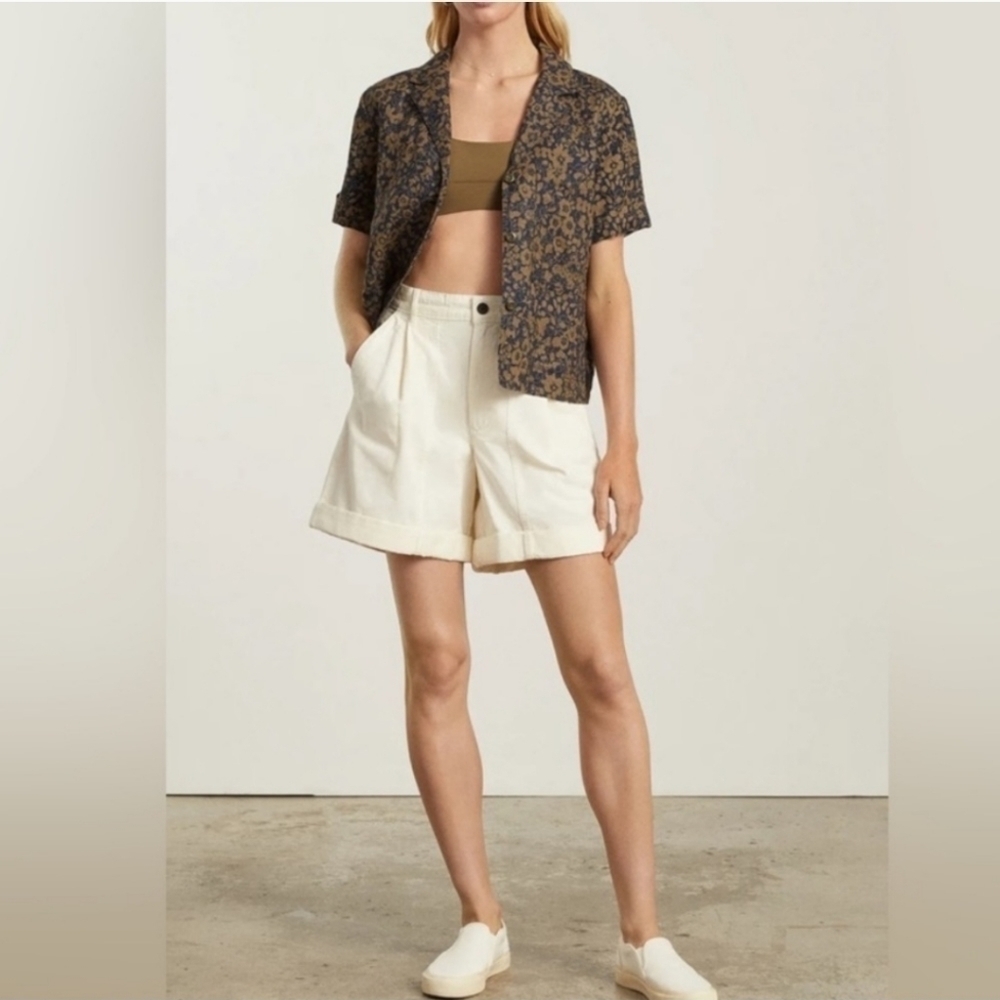 EVERLANE NWT The Tourist Short High Waist in White Canvas Organic Cotton Sz 6
